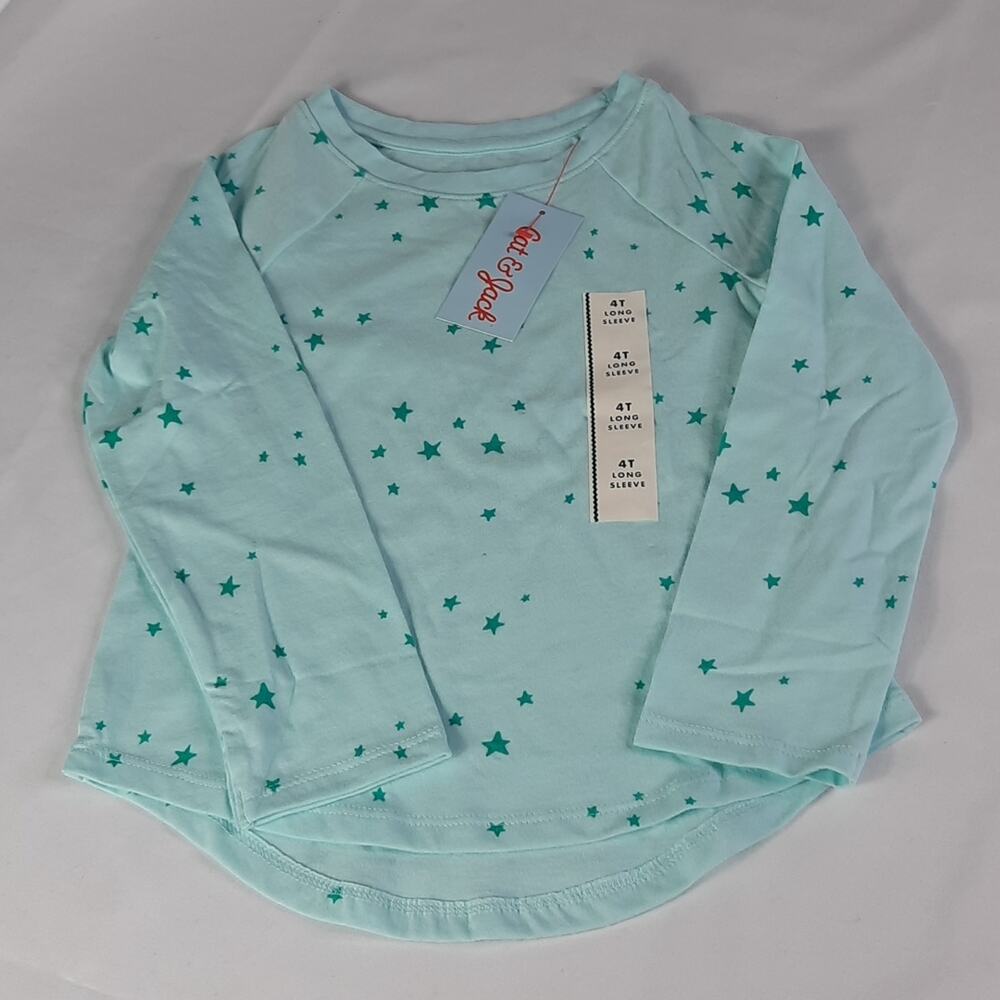 Cat & Jack Aqua Star Long Sleeve Tee 4T